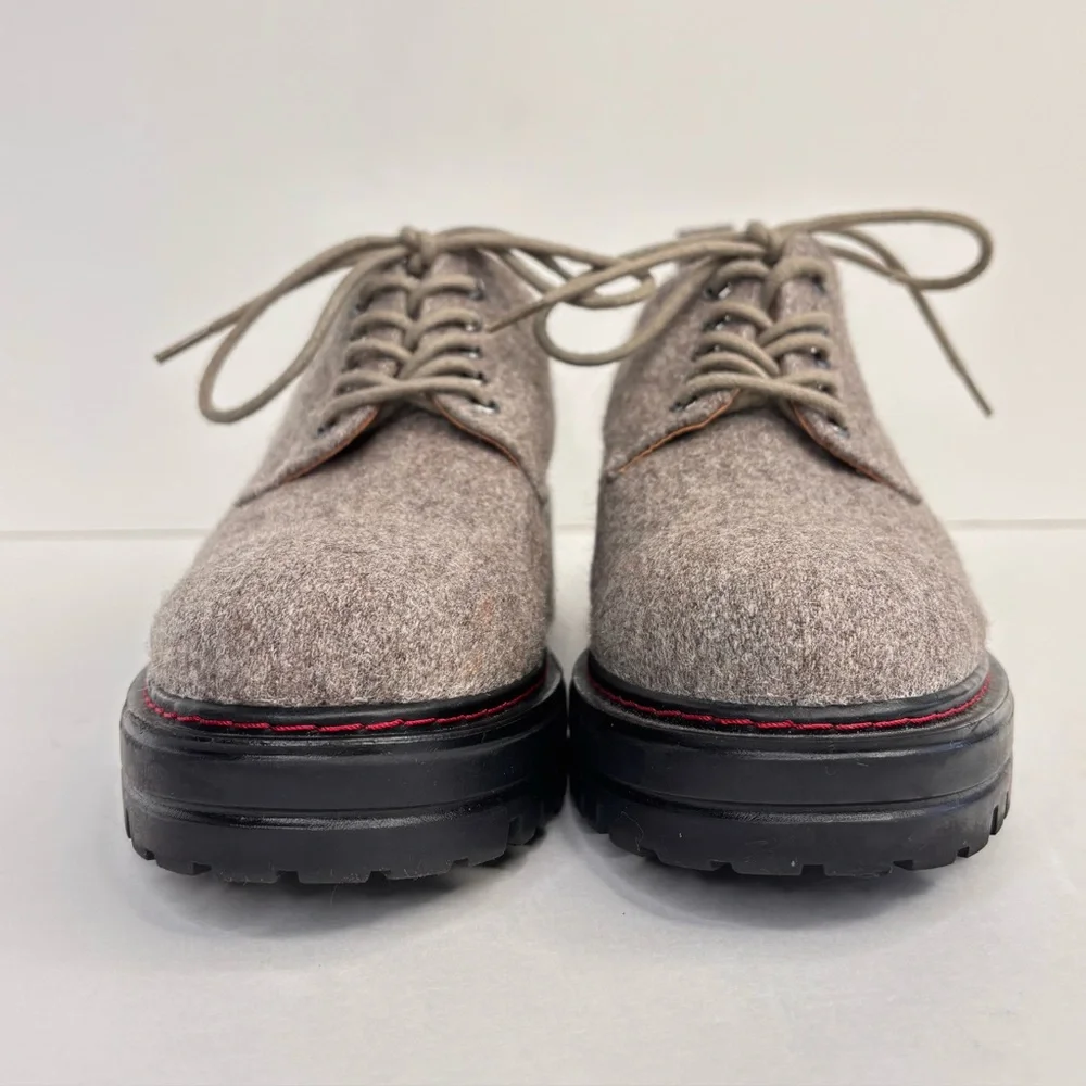 AEROSOLES Francesina Gray Wool Red Stitch Chunky Lug Sole Platform Lace Oxfords‎